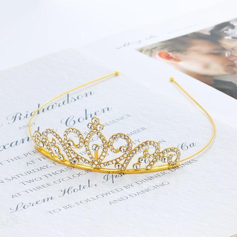 inSowni 8 Pieces Gold Metal Dazzling Rhinestone Princess Tiara Crown Headbands Wedding Birthday Party Prom Headpieces for Women Girls Brides Bridesmaids