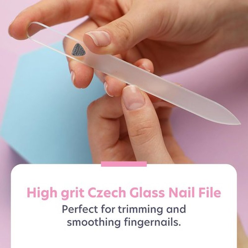 Bona Fide Beauty Nail Kit - Handmade Czech Glass | 4PC Gift Set for Teen Girls - Clear Color Essentials
