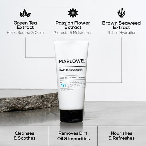 Marlowe. Men's Skin Care Set - 3-Piece Exfoliating Scrub, Purifying Cleanser & Hydrating Moisturizer