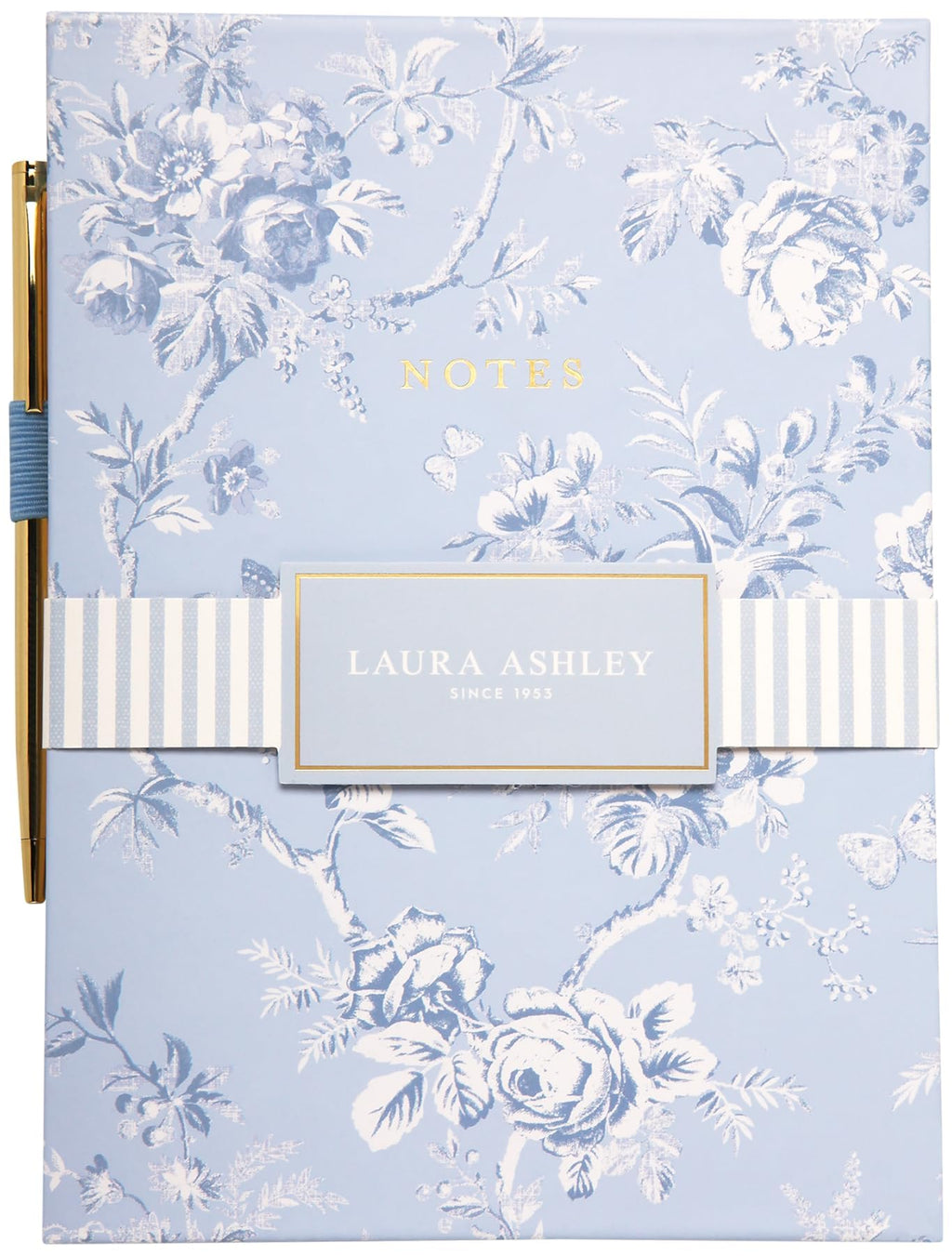 Laura Ashley Heirloom Cottage Flip Pad with Pen – 6x8.25 Inch Thick Notepad, Sturdy Hardcover, Lined Perforated Pages, Elastic Pen Holder, Elegant Writing Pad