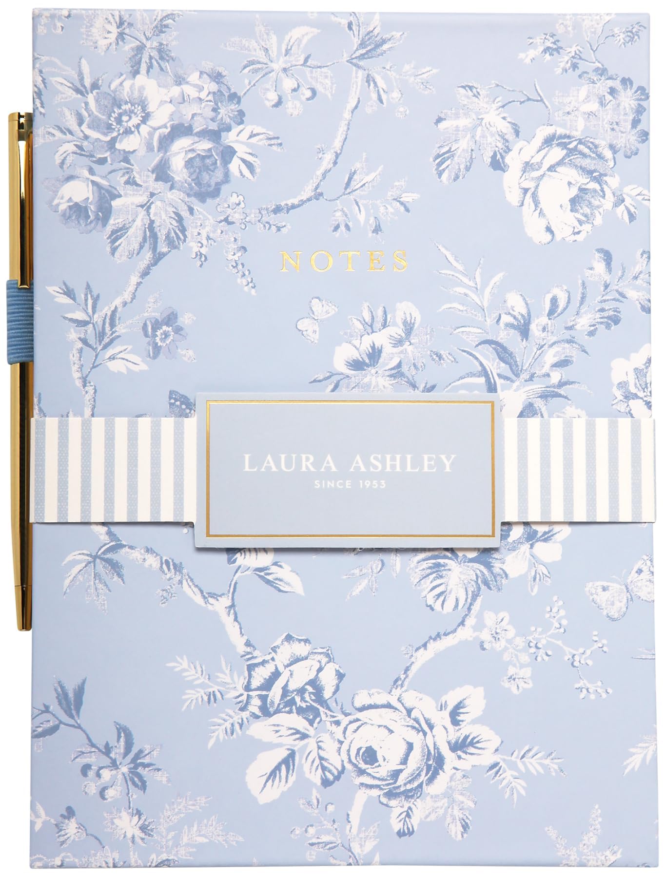 Laura Ashley Heirloom Cottage Flip Pad with Pen – 6x8.25 Inch Thick Notepad, Sturdy Hardcover, Lined Perforated Pages, Elastic Pen Holder, Elegant Writing Pad