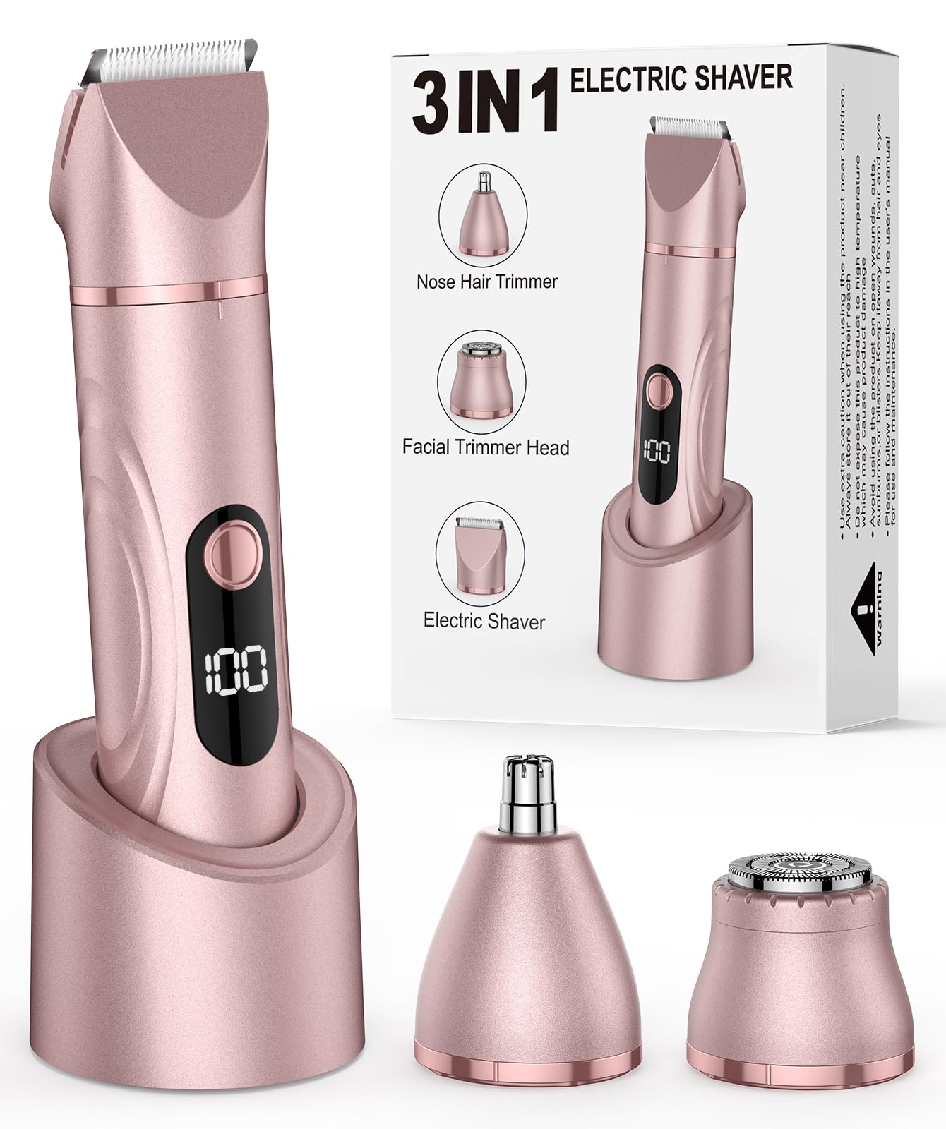 Bikini Trimmer for Women, Nose Hair Trimmer, Painless Electric Razor, Smooth Facial Hair Remover, Body Hair Trimmer for Legs and Armpit