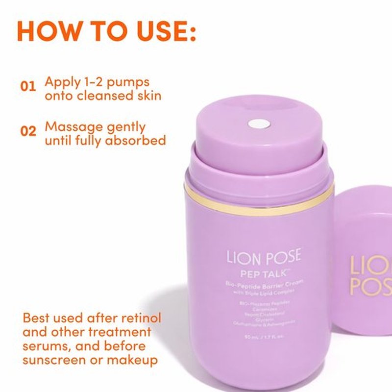 LION POSE PEP TALK Bio-Placenta Barrier Repair Cream for Redness & Dryness, Body and Face Moisturizer, Ceramide Barrier Repair Moisturizer Infused with Glutathione and Ashwagandha, 1.7 fl oz