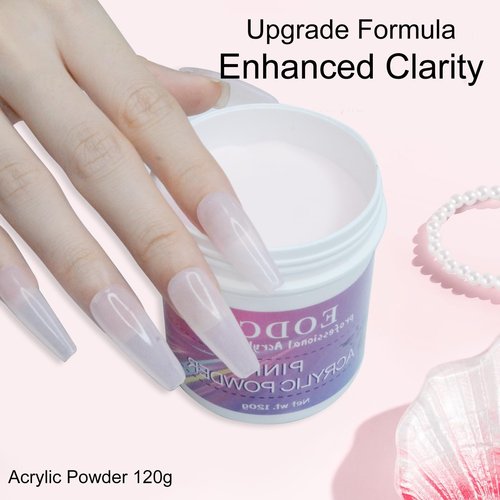 Eodci Clear Acrylic Nail Powder Professional 120g Acrylic Nail Powder Polymer for 3D French Nail Manicure Extension Nail Carving Large Capacity