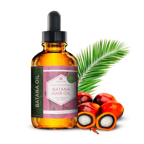 Leven Rose Organic Batana Oil Hair Serum for Hair Growth, 2 oz - Repairs Split Ends, Dry Damaged Hair, Supports Collagen Production, Chemical Free Scent, Simple Application
