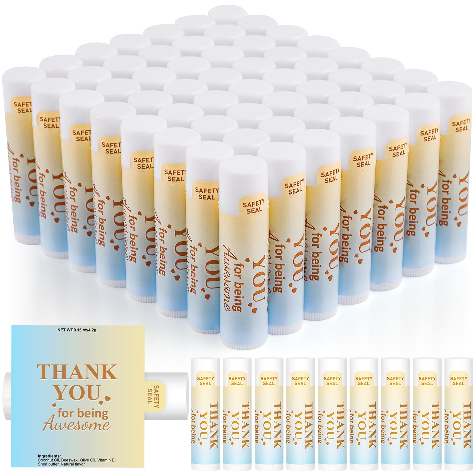 DMSKY Appreciation Gifts 60 Pcs Lip Balm Bulk, Staff Appreciation Gifts Bulk Thank You Gifts Bulk for Coworkers Teacher Worker Employee Leaving Farewell Gifts