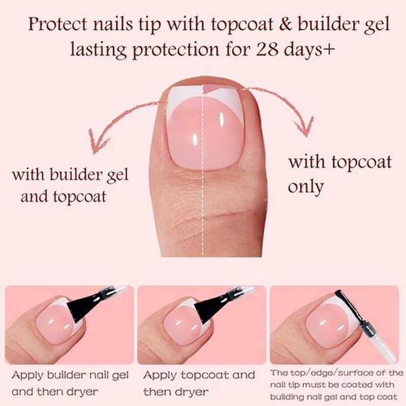 216pcs French Tip Press on Toenails Short Square，OPkssnails Pink Toe Nail Press On, Pre-Designed Soft Gel Toe Nail Tips, Soak off Acrylic Fake Toe Nail Extensions 12 Sizes