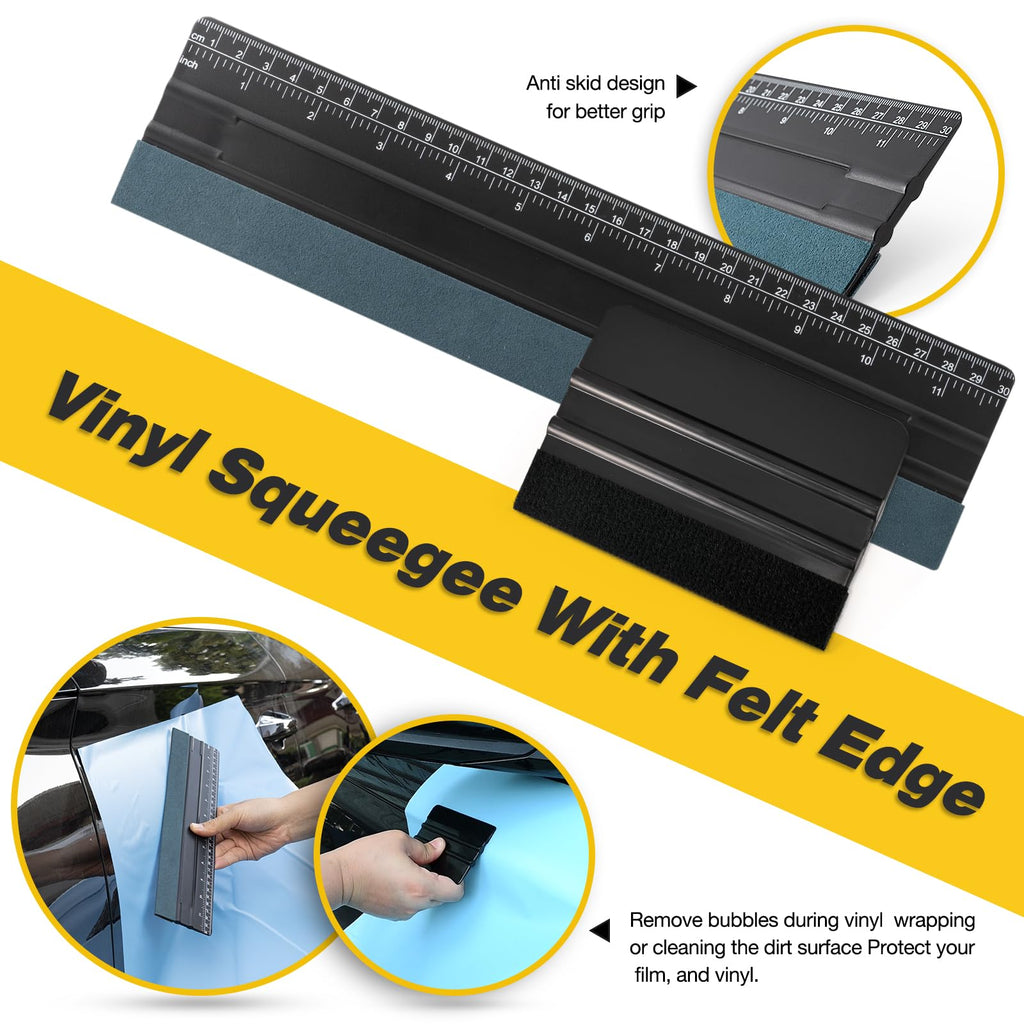 Gomake Window Tint Kit Vinyl Wrap Tool Car Windshield Back Window Tinting Tools with Bulldozer Squeegee Scrubber Paddle,Rubber Blade Scraper,Film Cutter for Car Wrapping,Vinyl Film Installation
