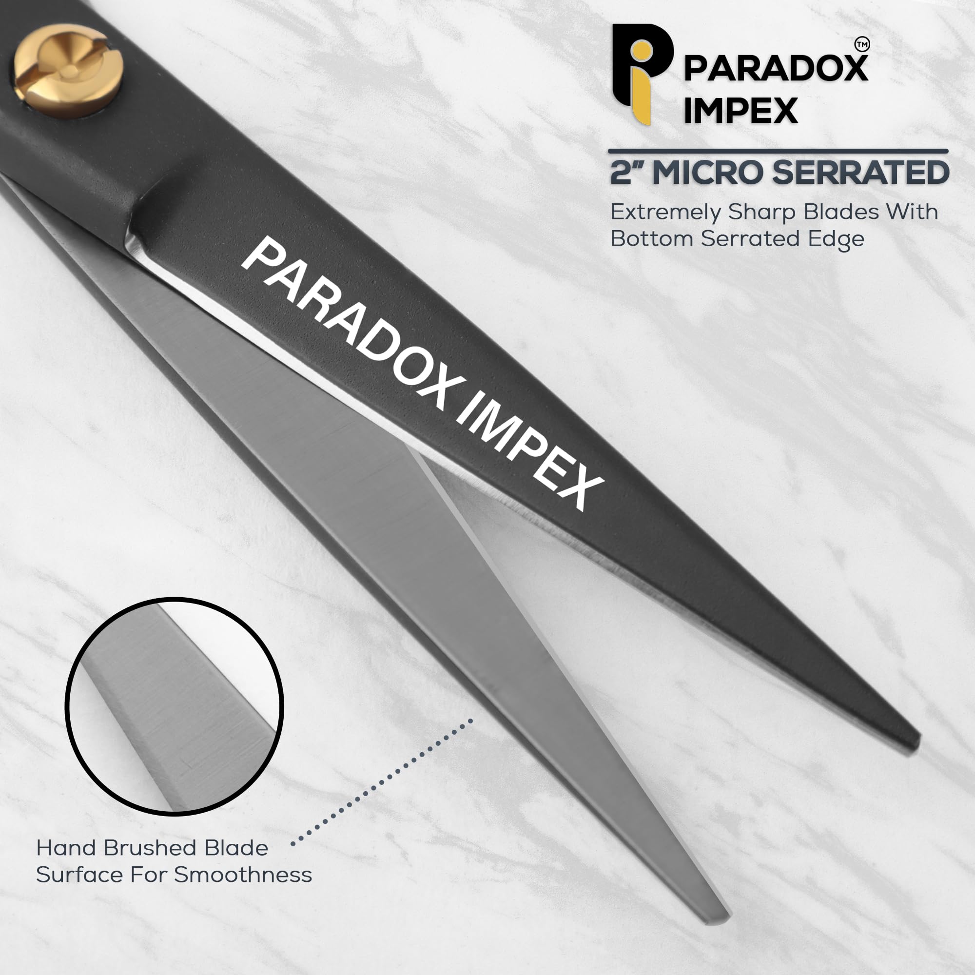 PARADOX IMPEX 5” Beard and Mustache Scissors, German Stainless Steel Beard Scissors Come with 1 Tweezers, 1 Beard Comb, 1 Mustache Comb and Pouch, Hair Scissors for All Facial Hairs. (Black)