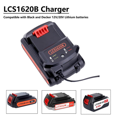 20Volt Battery Charger Replacement for Black and Decker 20V MAX Lithium Charger LCS1620B,Compatible with Black & Decker 12V/20V MAX Battery LBXR20 LBXR20-OPE LB20 LBX20 LBX4020 LB2X4020-OPE