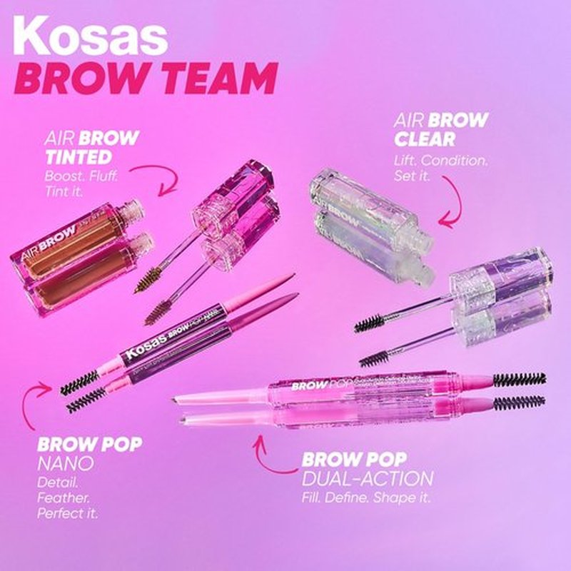 Kosas Air Brow Tinted Eyebrow Gel – Volumizing Brow Gel with Flexible Long-Lasting Hold, Medium Brown