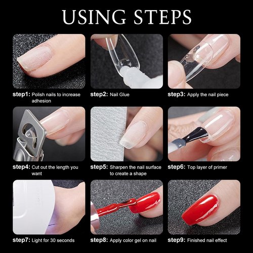 LoveOurHome 600pc Extra Short Square Nail Tips Clear Press on Nails Short Fake Nails, Soft Gel Nail Tip Full Cover Clear Acrylic Nails XS Square Fake Nail Artificial Fingernail for Gel Nail Extension