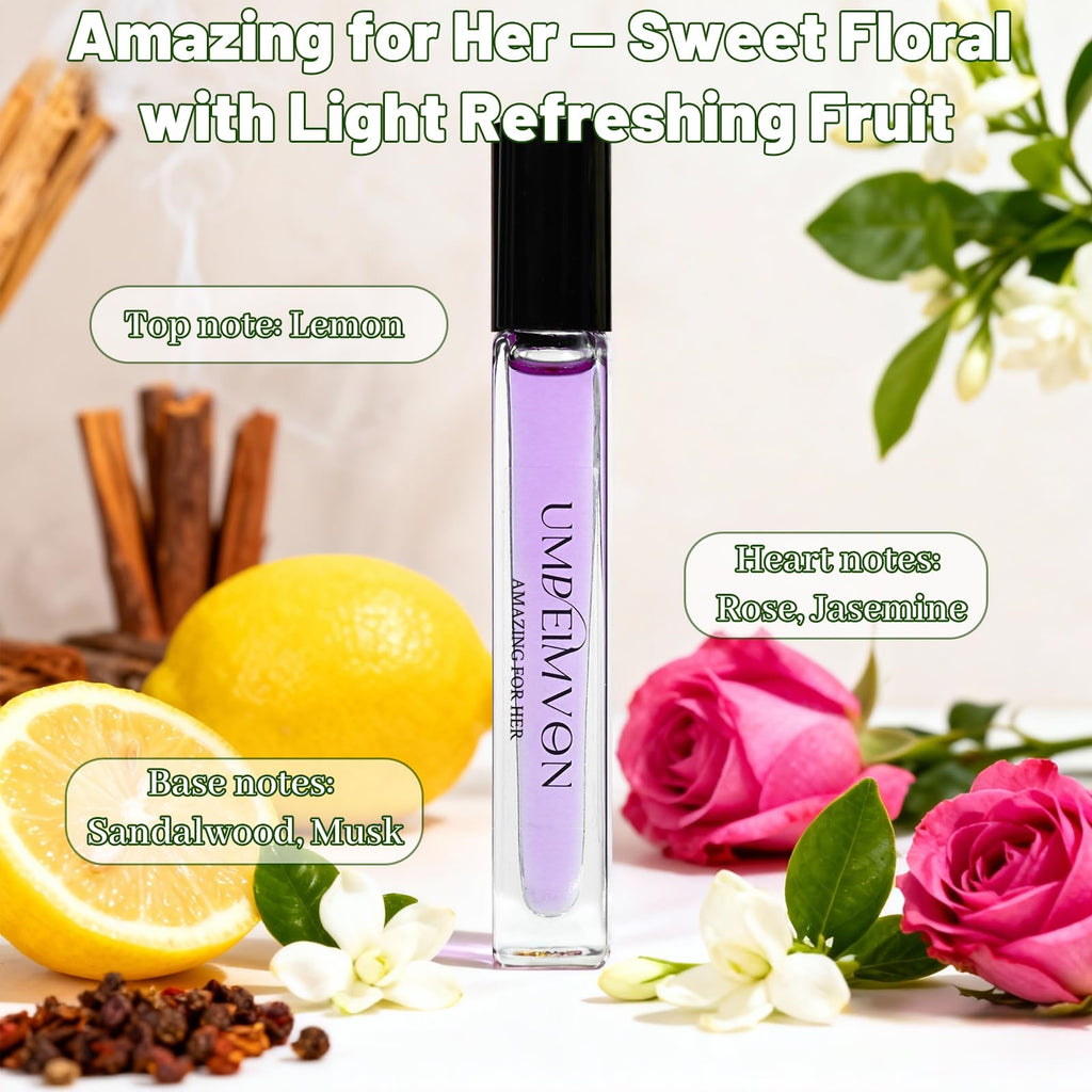 Umpeimvon 3 Pack Marshmallow Blush Perfume Oils for Women, Pink Blush Perfume Oil Roll On, Sweet Floral and Fruity, Travel Size 0.33 Fl. Oz