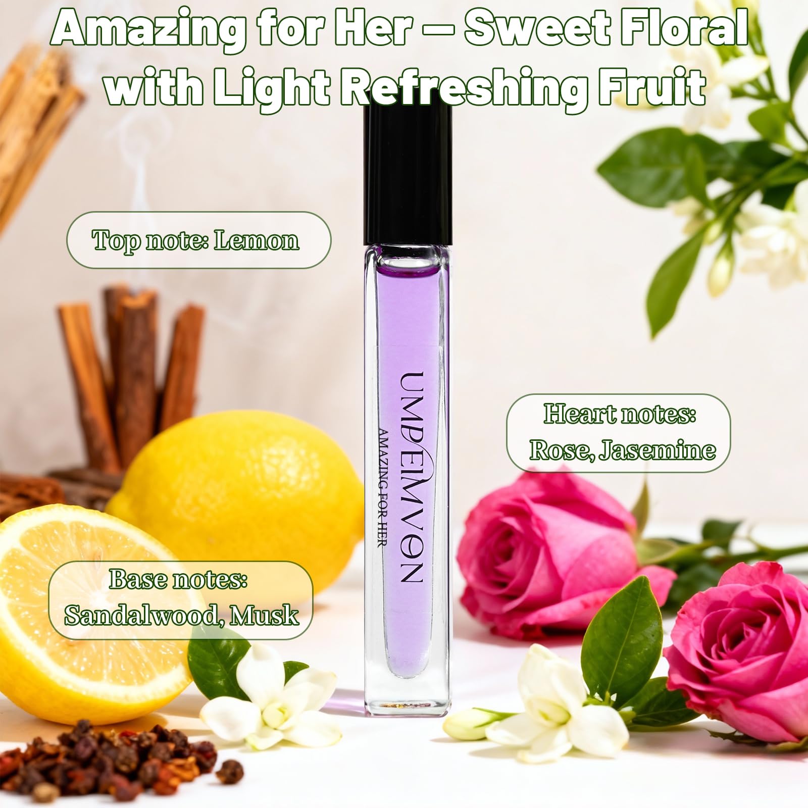 Umpeimvon 3 Pack Marshmallow Blush Perfume Oils for Women, Pink Blush Perfume Oil Roll On, Sweet Floral and Fruity, Travel Size 0.33 Fl. Oz