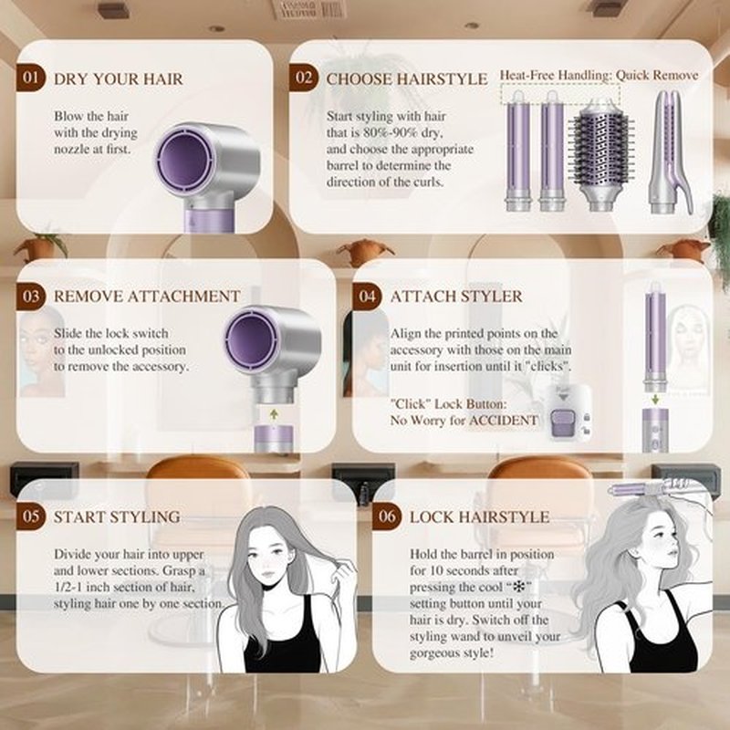 Aculya Life 5 in 1 Hot Air Styler- 110,000 RPM Ionic Straighter, High Speed Hair Dryer, Volumizer & Auto-Wrap Curlers, Frizz-Free Styling Tool, Hair Styler Gift Set with Travel Bag