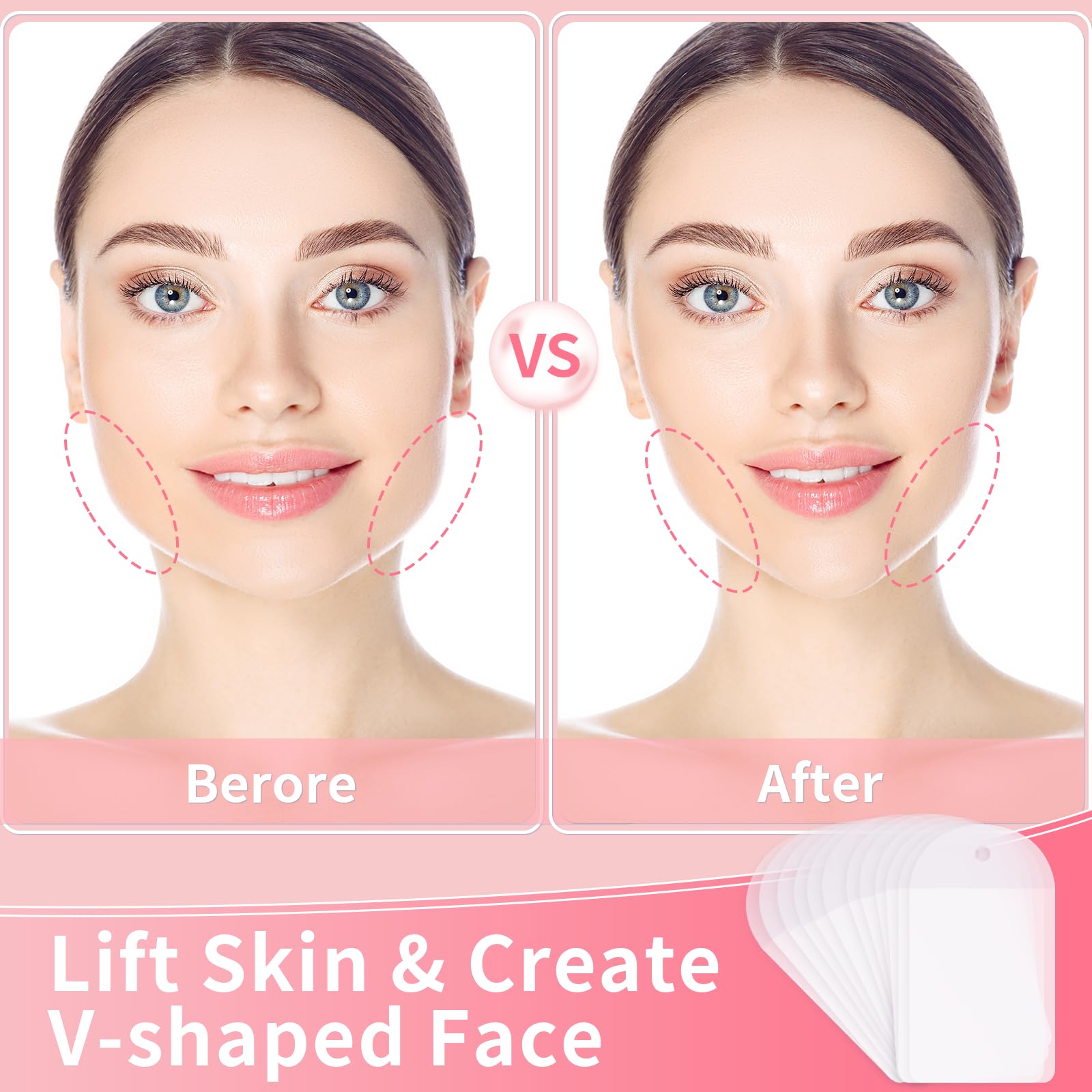 Neck Tape Lifting Invisible,Face Tape Lifting Invisible 50PCS Face Lift Tapes and Bands with 8 Strings Facelift Tape for Face,Neck Tape Lift Turkey for Sagging Skin Double Chin Jowls Eyes Wrinkles