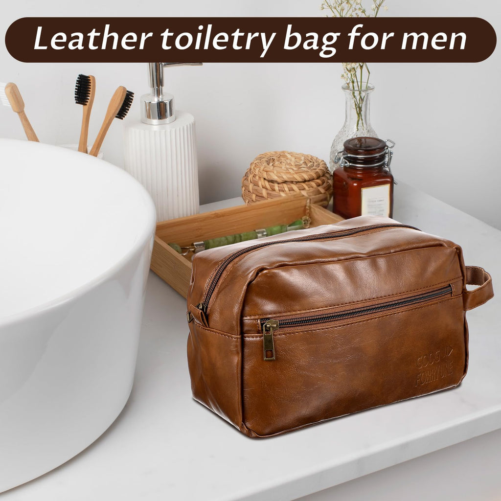 MBAIYO 6 Pcs Toiletry Bags for Men, Groomsmen Gifts Men's Toiletry Bag Travel Shaving Kit Wedding Proposal Gift for Groomsmen Bachelor Party Favors (Brown)