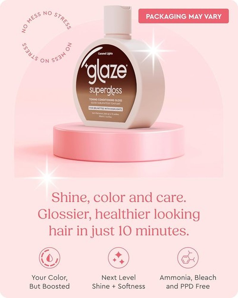 Glaze Super Gloss Color Conditioning Gloss - Caramel Lights for Medium to Dark Brown Hair | Enhances Color & Boosts Shine