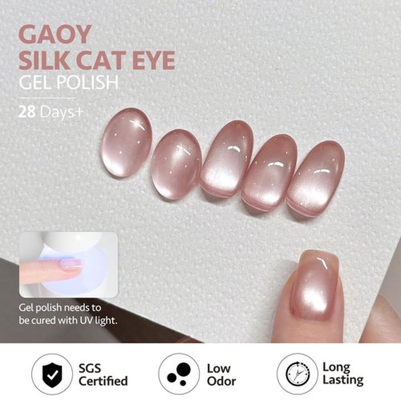 GAOY Sheer Nude Cat Eye Gel Nail Polish Set with Magnet, 6 Colors Jelly Pink Purple Gold Holographic Gel Polish, for Salon Manicure & Nail Art DIY at Home, Nude Nebula