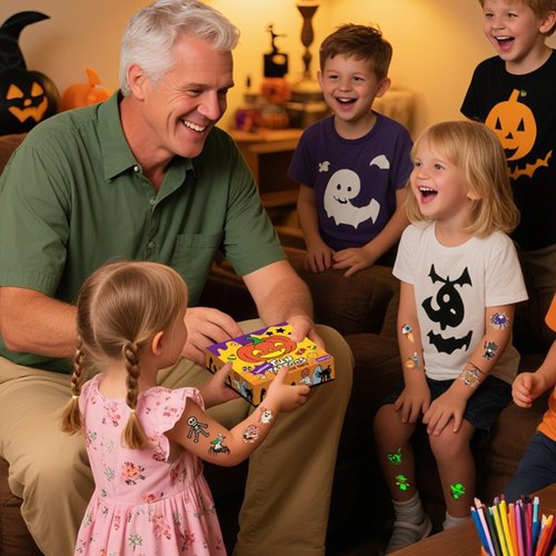 EMOME 192 PCS Halloween Tattoos for Kids, Luminous Temporary Tattoo Stickers for Halloween Party Favors Decorations, Halloween Gifts for Kids Goodie Bag Stuffers