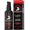 Bossman Organic Mustache & Beard Oil for Men, 2 oz – Natural Beard Moisturizer with Jojoba, Argan & Avocado Oils (Hammer Scent)