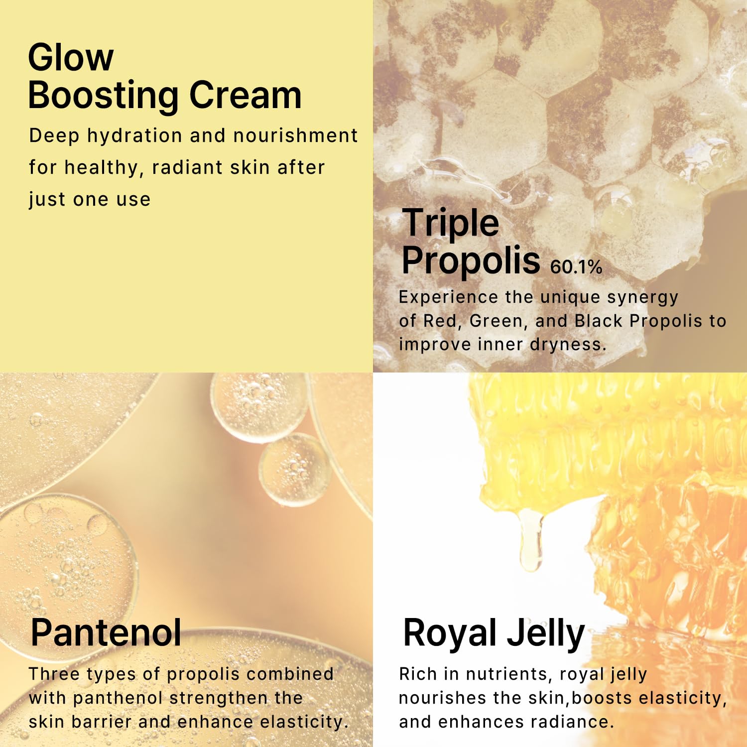 C’NEW LAB Real Propolis Glow Boosting Cream 50ml (1.69 fl. oz.) | Deep Nourishing Facial Cream for Radiant Skin | Propolis Extract, Panthenol, Allantoin, Sun Flower Seed, Korean Skin Care