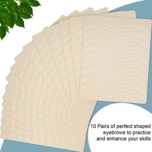 Leelosp 24 Pieces Microblading Practice Skin Double Sided Microblading Supplies Eyebrows Tattoo Fake Practice Skin Silicone No Ink Makeup Silicone Fake Brow Sheet