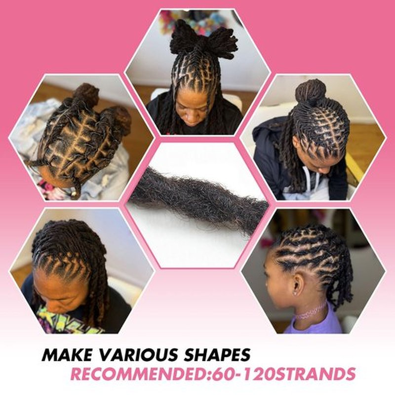 Lounoke Loc Extensions Human Hair, 8 Inch 0.6cm Pencle Size Dreadlock Extensions Human Hair for Women Men Full Handmade Permanent Dreads Locs(Natural Black 40 Strands)