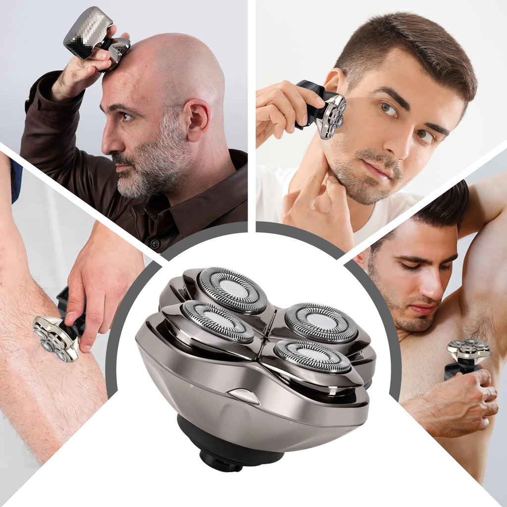 2 Pcs Head Replacement Blades PRO 4 with Cleaning Brush Universal 4 Blades Shaver Replacement Headsfor Electric Razor Shaver Head, Bald Men Freedom Grooming Head and Face