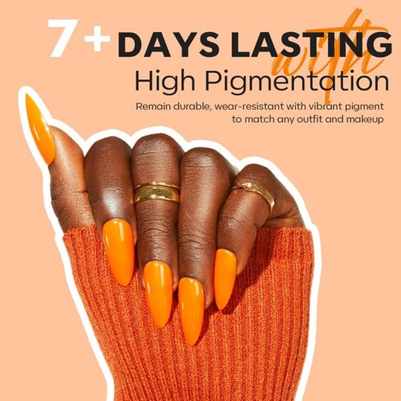 modelones Fall Nail Polish Set, 6 Colors Orange Yellow Red Brown Gold Glitter Quick Dry Remover Manicure Nail Kit Art Manicure DIY Home Salon Gift for Women