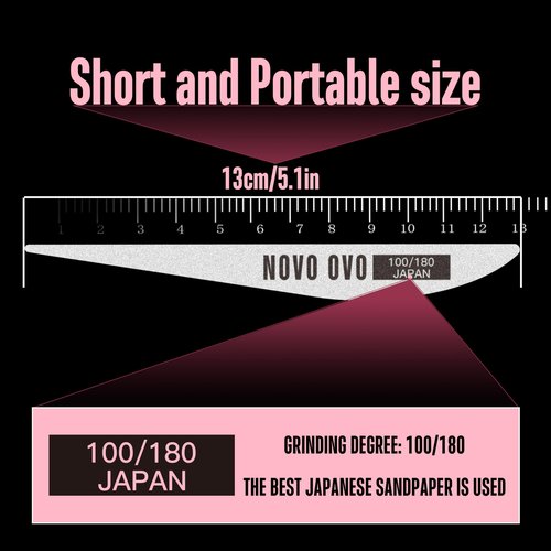 NOVO OVO Thin Nail File 10 PCS Professional Double Sided Extra Slim,Reusable,Emery Board(100/180 Grit) Nail Styling Tools for Home and Salon,Manicure Pedicure Tool and Nail Buffering Files