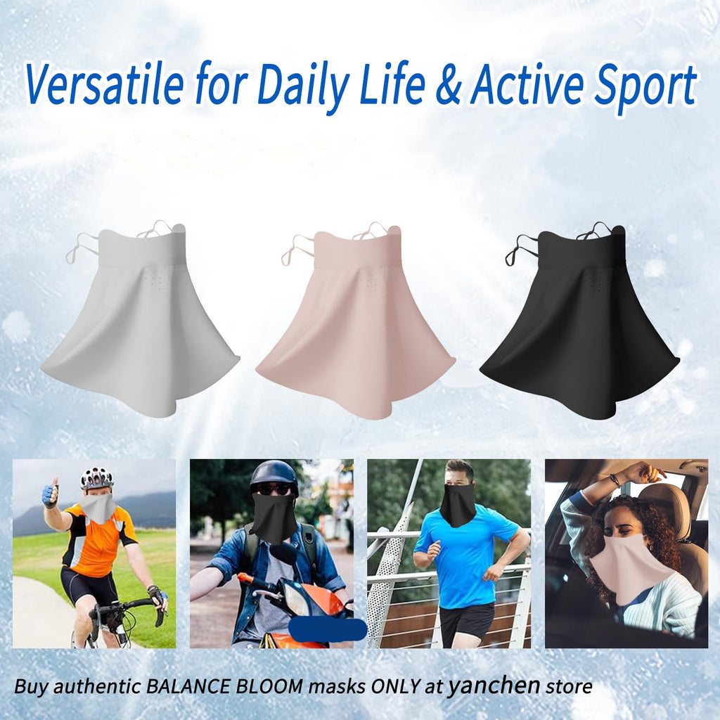 UPF 50+ Cooling Face Mask with 3D AirMesh Tech | UV Protection Sun Mask with Neck Coverage Breathable Design for Outdoor Activities Grey