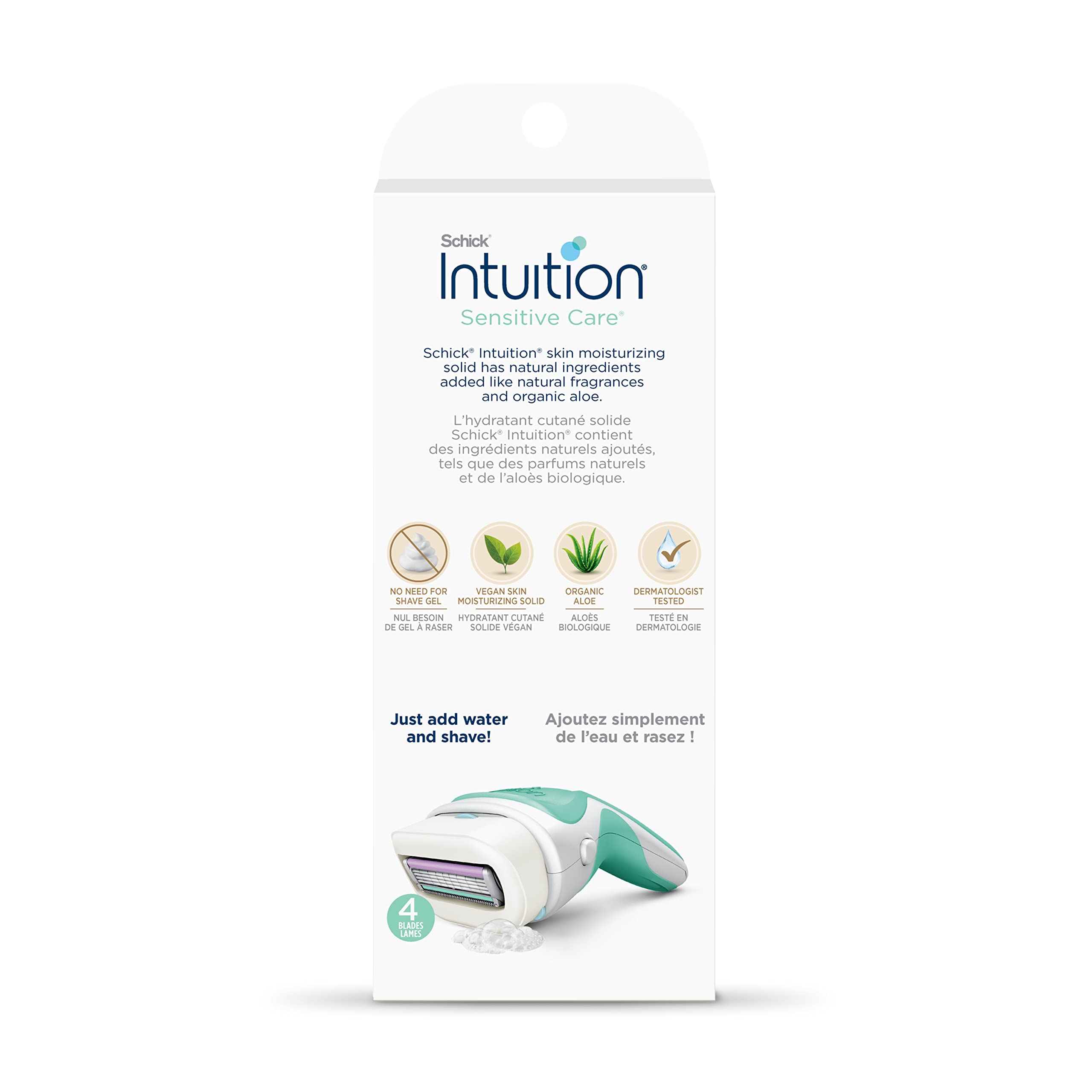 Schick Intuition Razors for Women with Sensitive Skin | 1 Razor & 2 Intuition Razor Blades Refill with Organic Aloe (Pack of 2)