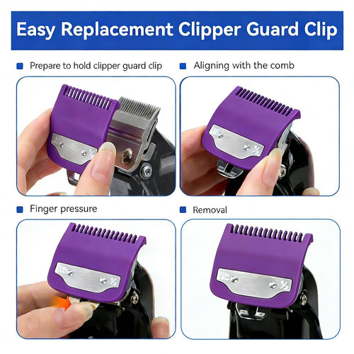 2 Pack Clipper Guards Set Compatible with wahl 1/2 clipper guards, 1/16"1.5mm Metal Hair Clipper Guards Set Replacement for Wahl Clipper Guards Set, for Professional Stylists and Barbers(Purple)