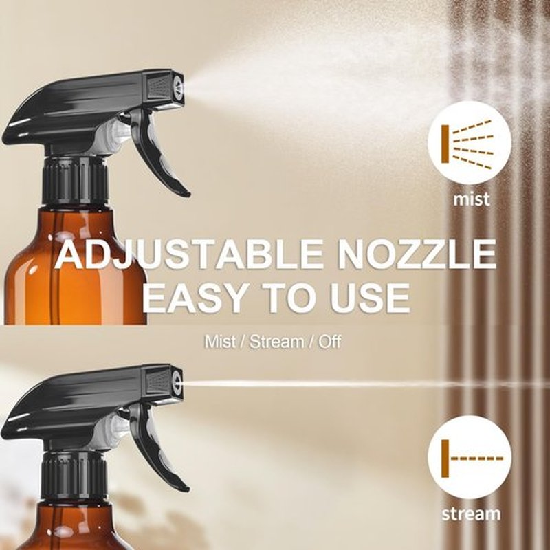 Skiennix Plastic Spray Bottles - 16.9 Oz Heavy Duty Mist & Stream | 2-Pack for Cleaning, Hair, Plants