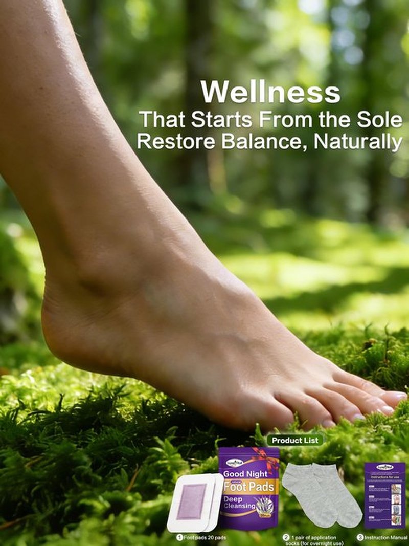 LuxeVital Natural Deep Cleansing Foot Pads - Goodnight Bamboo Foot Patches for Overnight Sleep Foot Care