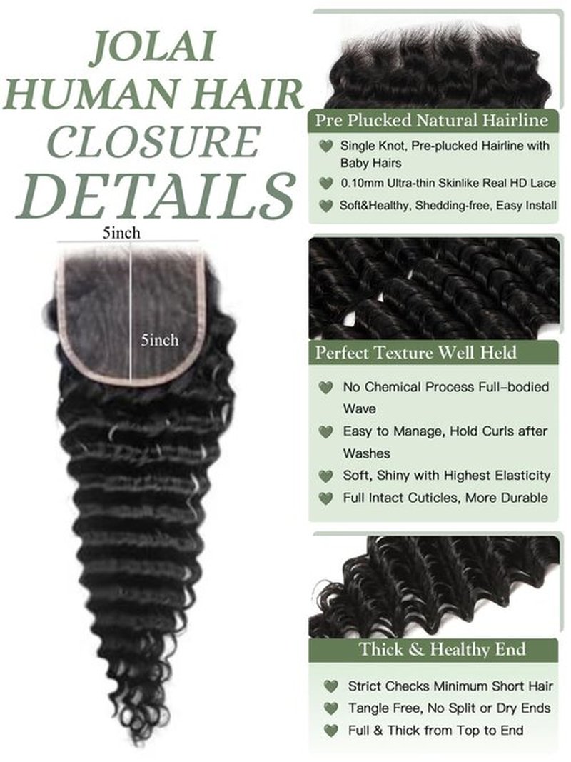 5x5 HD Lace Closure Loose Deep Wave Human Hair 12 Inch - 0.10mm Ultra-thin Invisible Burmese Curly HD Closure 5x5, 100% Pre Plucked Brazilian Raw Virgin Hair Skinlike HD Lace Closure Wet and Wavy