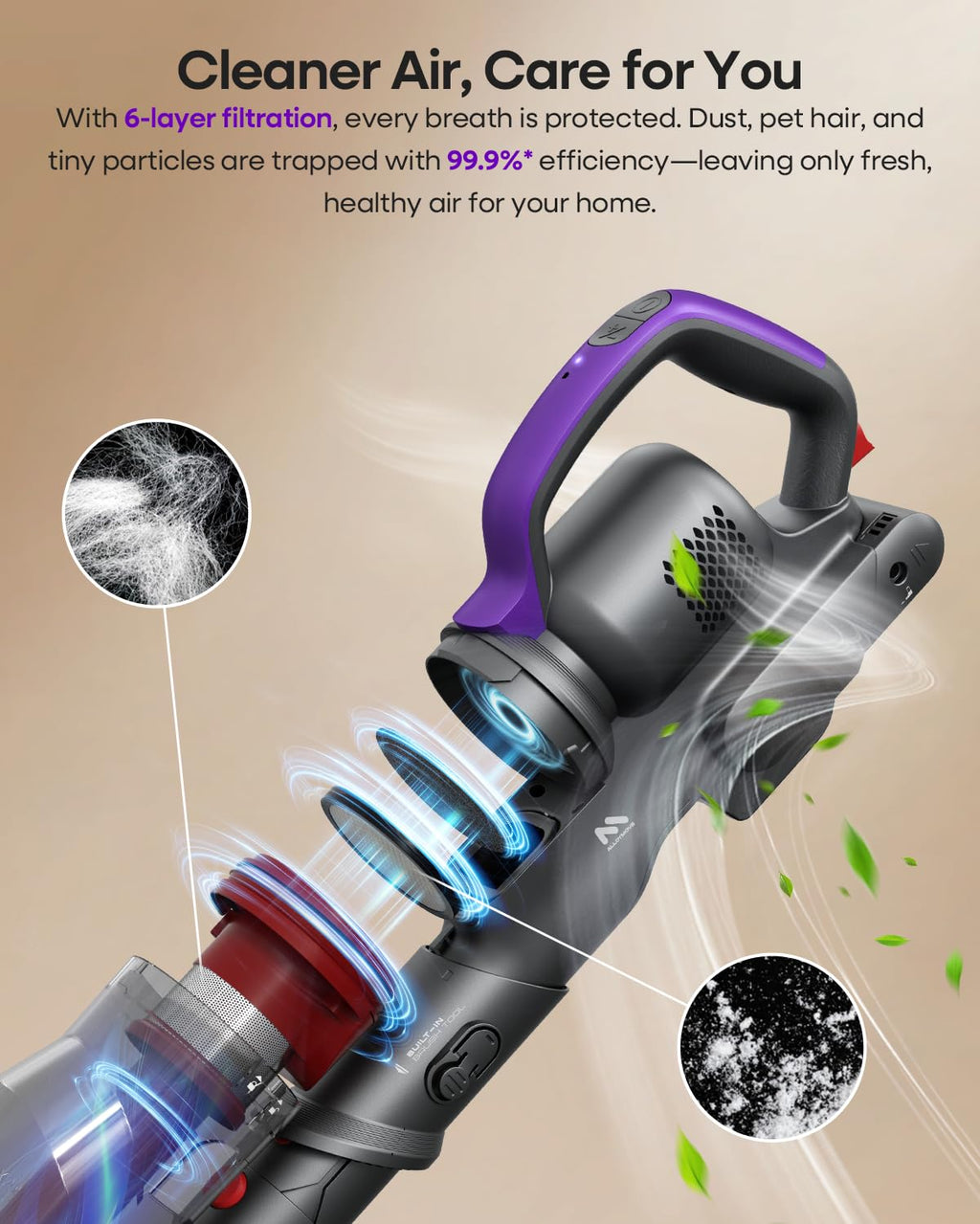 AlloyMove Cordless Vacuum Cleaner 45KPA/60MINS Stick Vacuum Cleaner for Home Use. Can be Used Upright. Rechargeable. Can be wall-Mounted. Suitable for Floors and Carpets.