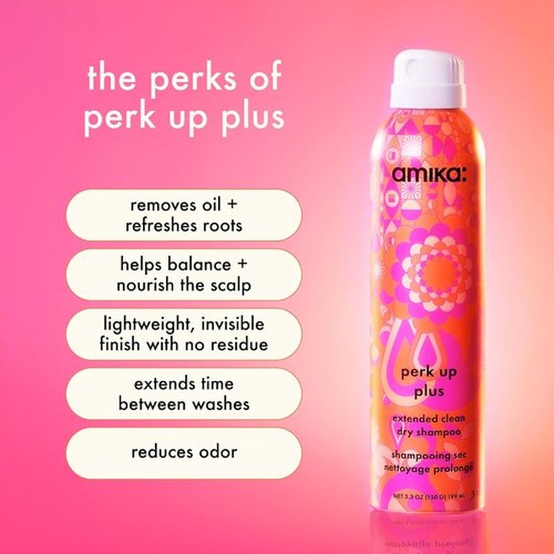Amika Perk Up Plus Extended Clean Dry Shampoo - Lightweight, Buildable Formula for All Hair Types, No White Residue