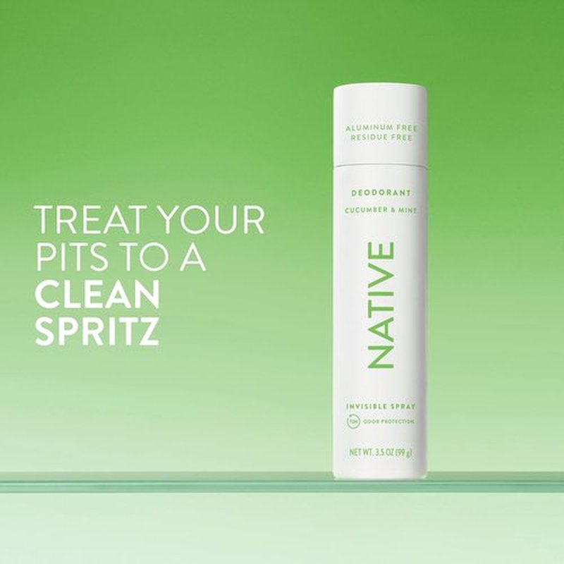 Native Deodorant | Cucumber & Mint Body Spray - 72-Hour Odor Protection, Aluminum-Free, 3.5 oz