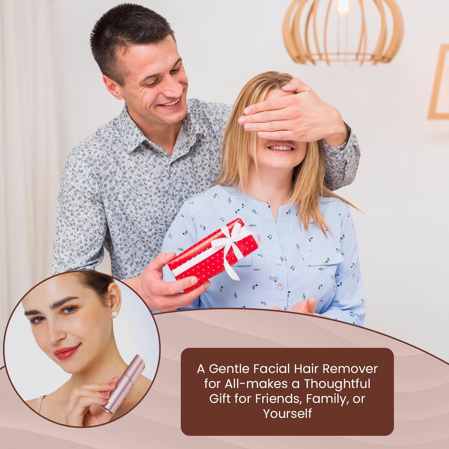 Facial Hair Remover for Women – Electric Face Razor with Light, Hair Removal for Upper Lip, Chin & Cheeks – Color Rose Gold