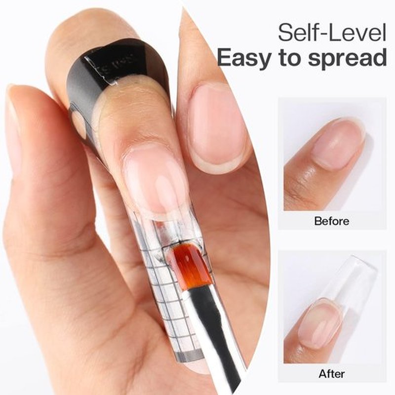 Morovan Clear Builder Gel for Nails: UV/LED Hard Gel Kit - 2oz Strong 3D Sculpting Extension Strengthen Professional Art Manicure Set with Forms & Brush Supplies
