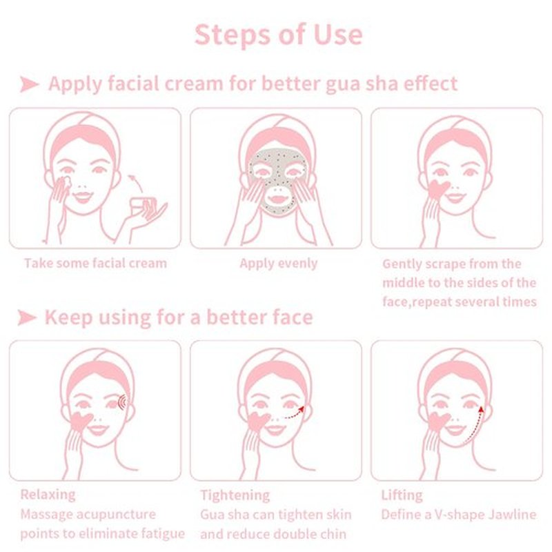 Contrybox Gua Sha Facial Tools 2 Pack, Guasha Tool for Face & Eye Gua Sha Stone for Puffiness Reducing & Jawline Sculpting Face Stone Gua Sha Tools for Skin Care GuaSha Stone Tool, Pink and Green