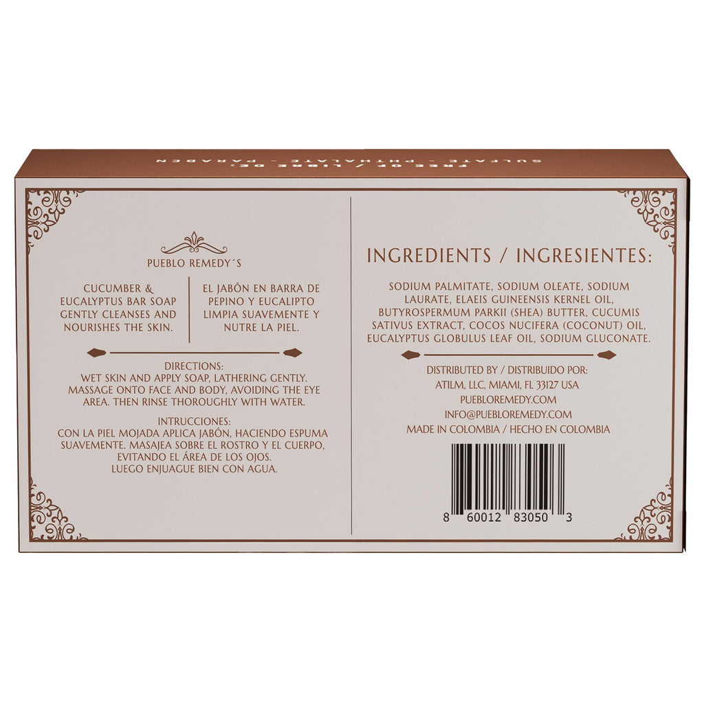 Pueblo Remedy Bar Soap, Cucumber & Eucalyptus – Gentle & Nourishing Skin Cleanser for Hands, Body & Face Care, Vegan & Cruelty-Free, 5 Oz