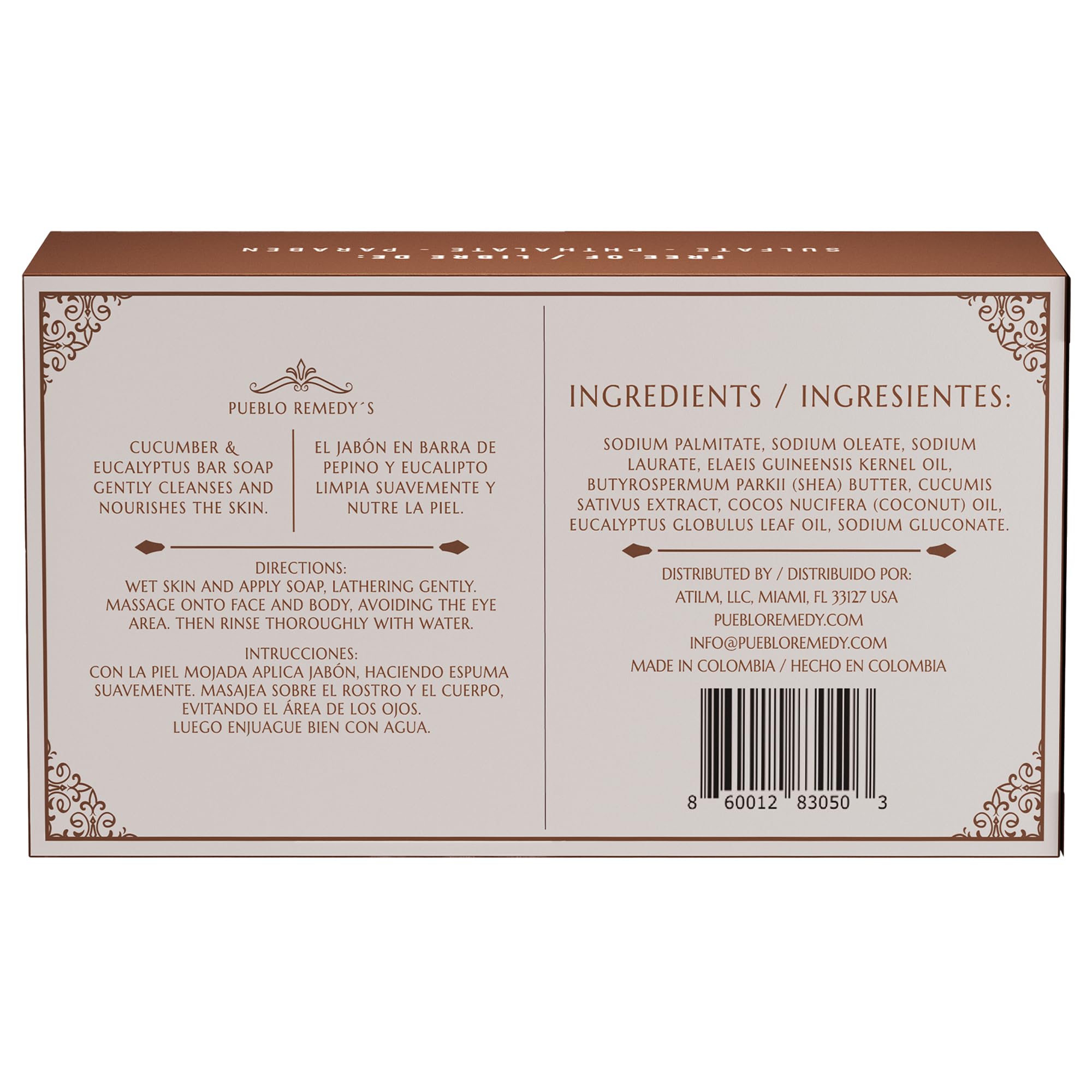 Pueblo Remedy Bar Soap, Cucumber & Eucalyptus – Gentle & Nourishing Skin Cleanser for Hands, Body & Face Care, Vegan & Cruelty-Free, 5 Oz