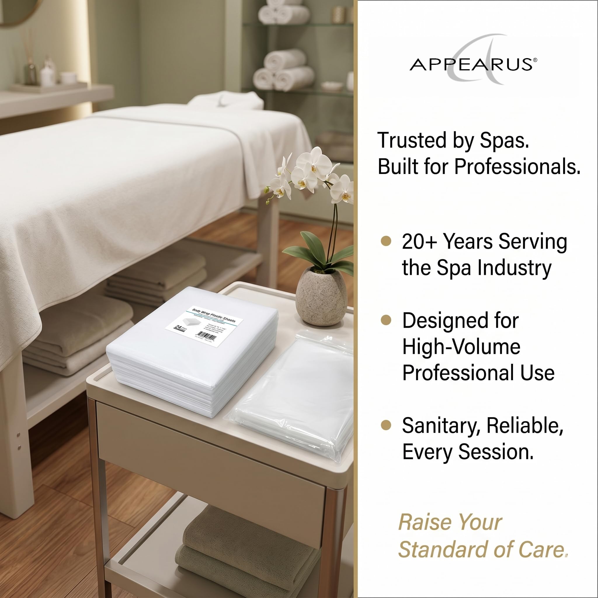 APPEARUS Extra Large Disposable Body Wrap Sheets 70x108 Pre-Cut Professional Plastic Film Liners for Spa Salon Moisturizing Skin Application 24 Count