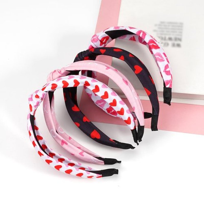 Budsmile 4PCS Valentines Headbands Love Heart XOXO Knotted Wide Headband for Women Girls Yoga Valentine's Day Hair Band Makeup Hair Hoops Hair Accessorise