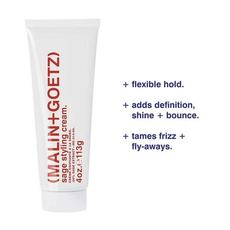 MALIN+GOETZ Sage Styling Cream - Flexible Hold for All Hair Types | Adds Shine, Definition & Volume | Tames Frizz (1 Fl Oz / 4 Fl Oz)
