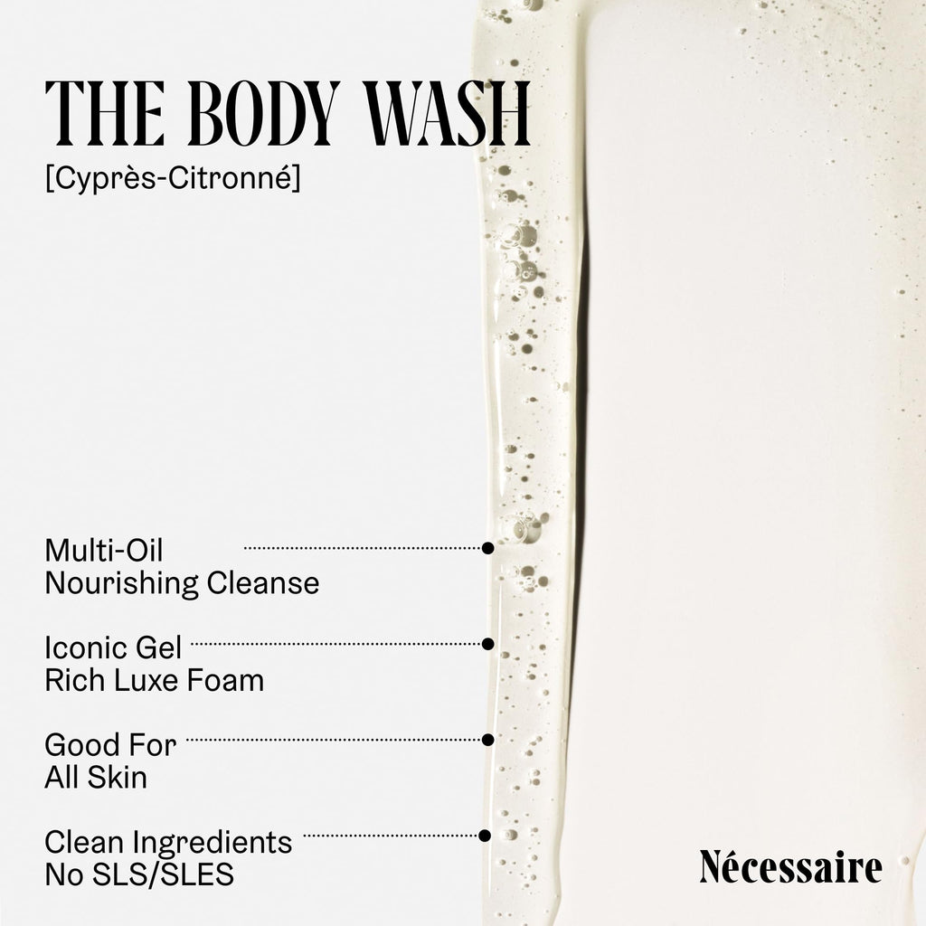 Nécessaire The Body Wash Cyprès-Citronné - Multi-Oil Shower Gel Body Wash for Women + Men. Non-Comedogenic + Hypoallergenic for Sensitive Skin with Niacinamide. 500ml/16.9 fl oz