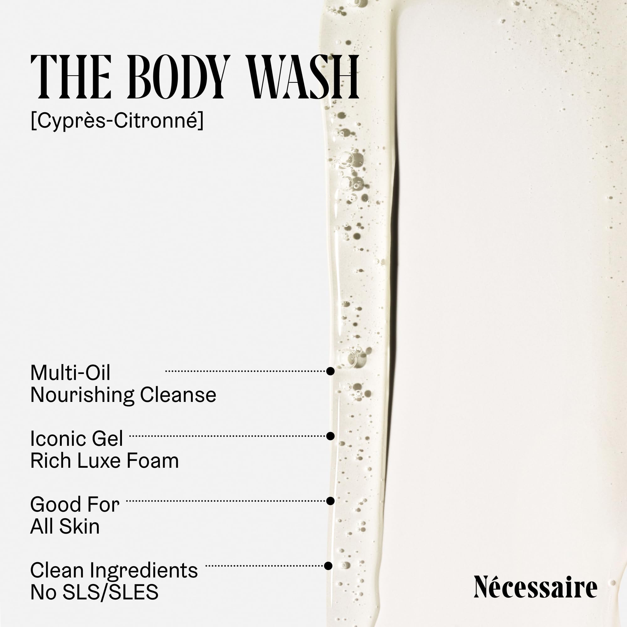 Nécessaire The Body Wash Cyprès-Citronné - Multi-Oil Shower Gel Body Wash for Women + Men. Non-Comedogenic + Hypoallergenic for Sensitive Skin with Niacinamide. 500ml/16.9 fl oz
